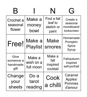 Autumn Bingo #3 Bingo Card