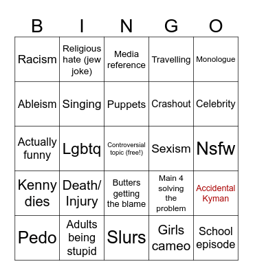 South park random episode bingo Card