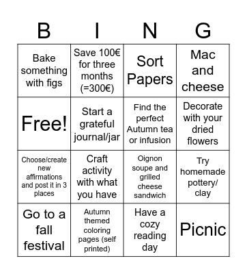Autumn Bingo #4 Bingo Card