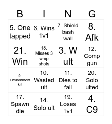 Overwatch Bingo Card