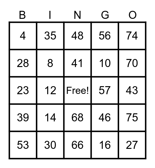 Cameron ADHC Bingo Card
