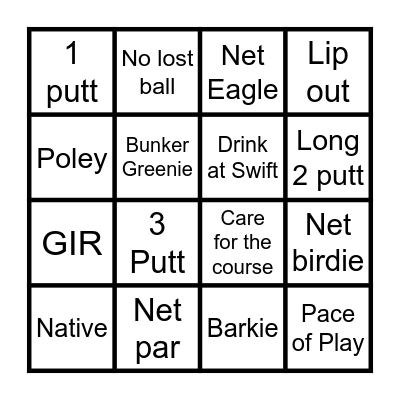 CCT Ladies Golf Bingo Card