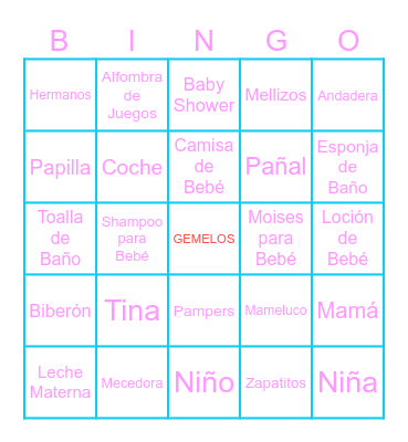 Baby Shower Bingo Card