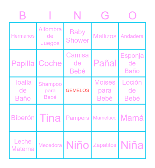 Baby Shower Bingo Card