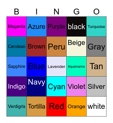 Color Bingo I Bingo Card