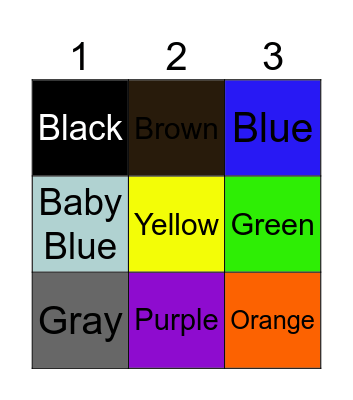 Color Bingo Card