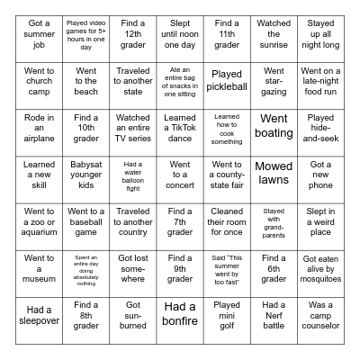 Ignusion Summer Break Bingo! Bingo Card