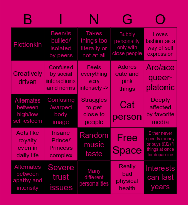 The Princet's Bingo Card