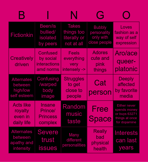 The Princet's Bingo Card