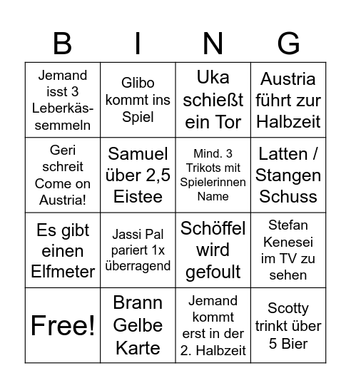 FAK Bingo Card