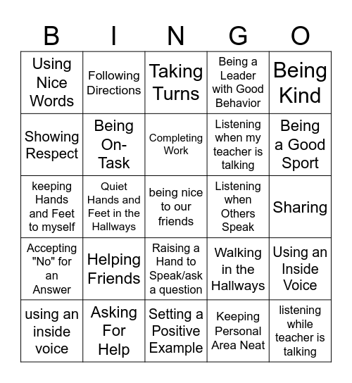 JAVIAN'S Good Behavior Bingo! Bingo Card