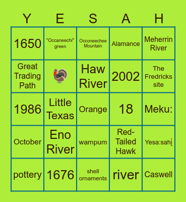 OBSN Friends and Family Day Bingo Card