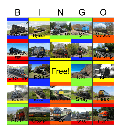 The North Shore Scenic Railroad and other Heritage Railroads that I would like to drive a 1st generation diesel engine while Laurie passed away one day Bingo Card