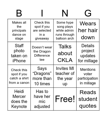 Opening Day Bingo Card