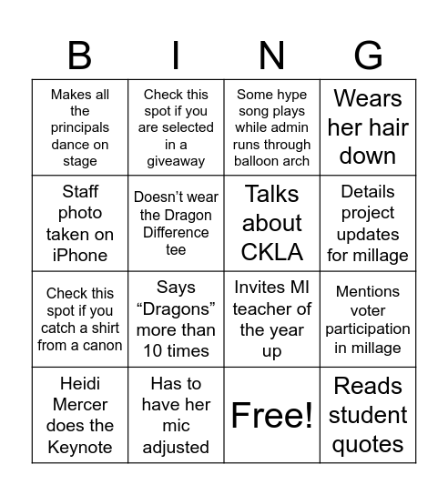 Opening Day Bingo Card