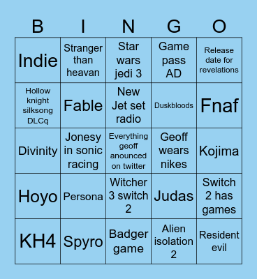 Gamescom ONL 2026 Bingo Card