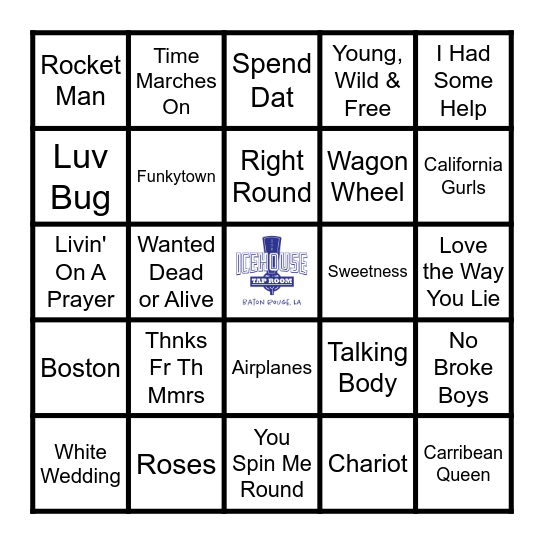 Ice House Music Bingo Card