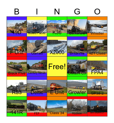Sweden's X2000 and other Passenger Trains that I can ride with PWP besides Niabi Zoo one day Bingo Card