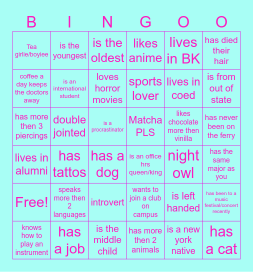Group 22 Bingo!!! Bingo Card