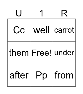 Unit 1 Review Bingo Card