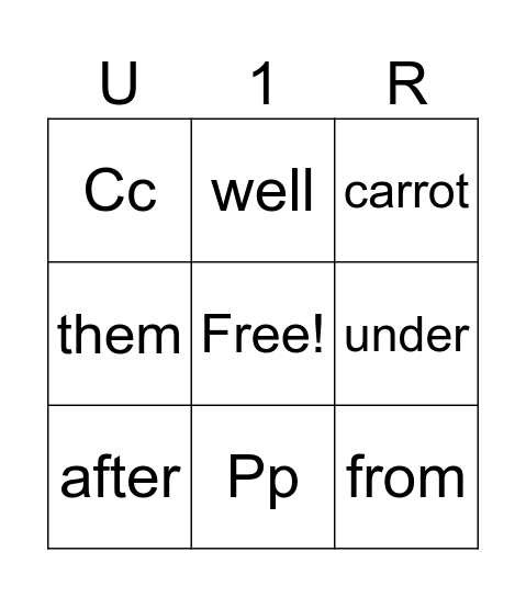 Unit 1 Review Bingo Card