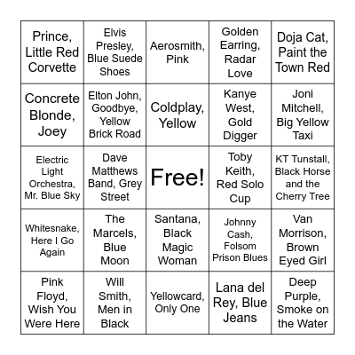 Round 3: Colors Bingo Card