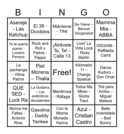 Bingo Maestr@ Bingo Card