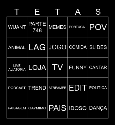 TIKTOK BINGO Card