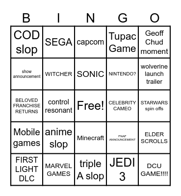 GAMESCOM Bingo Card