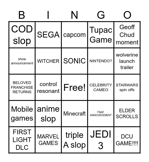 GAMESCOM Bingo Card
