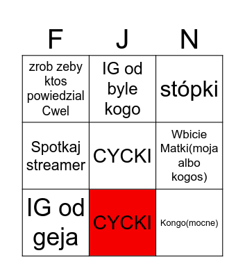 Cwelome Bingo Card