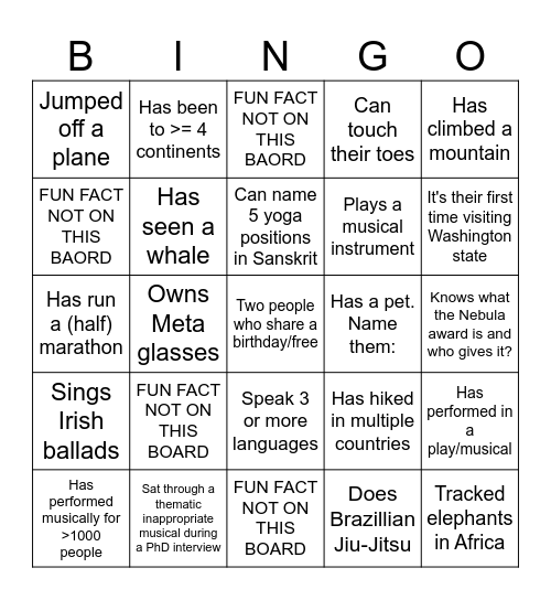 SWDB Bingo Card