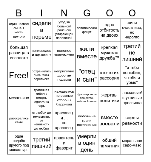 ИСТОРИЧЕСКОЕ БИНГО (ОТП) Bingo Card