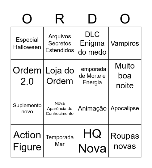 Bingo Segredos Revelados Bingo Card