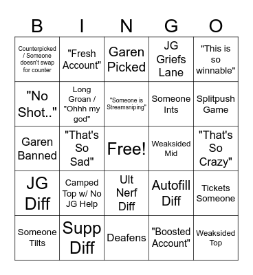 Triton Bingo Card