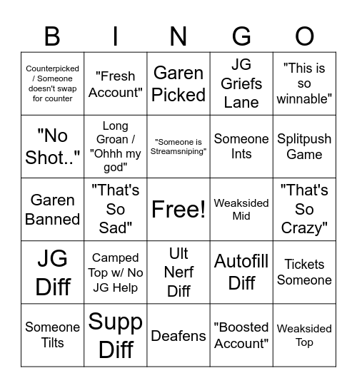 Triton Bingo Card