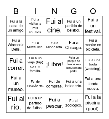Mi Verano Bingo Card