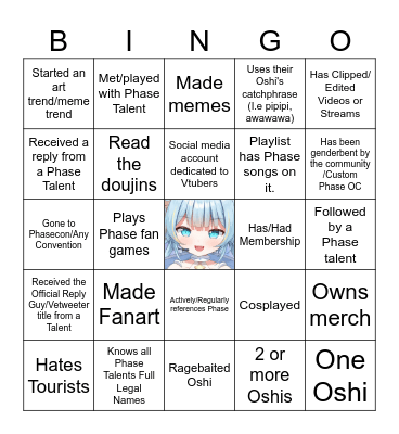 Phase Connect Fan Bingo Card