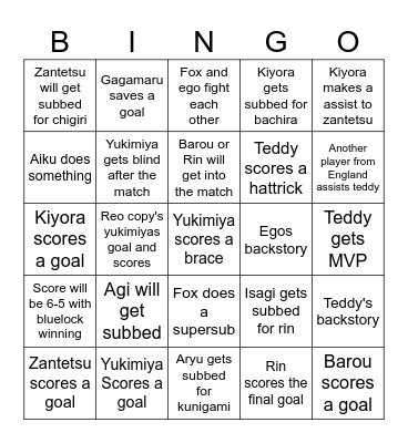 BLUELOCK VS ENGLAND BINGO Card