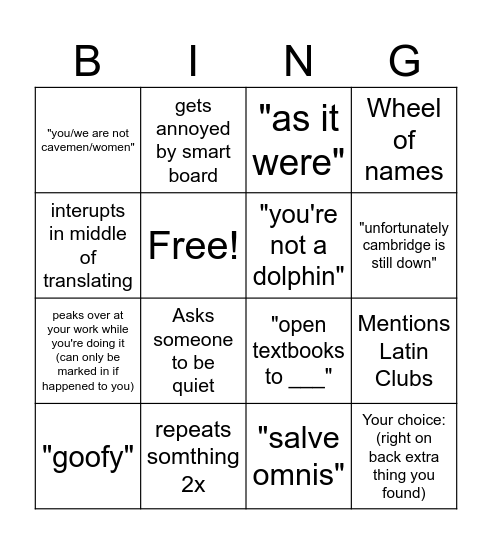 Mr. Diamond Bingo Card