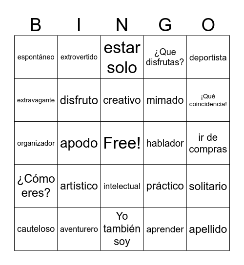 Module 1.1 Vocabulary Bingo Card