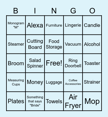 Bridal Bingo Card
