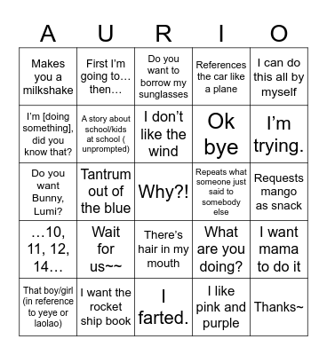 Roadtrip Bingo Card