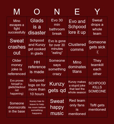 MSMP red rookies bingo Card
