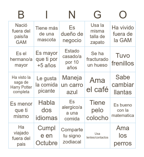 Encuentra a Alguien... Bingo Card