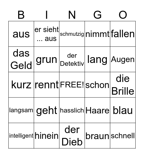 Der nicht so intelligente Detektiv Bingo Card