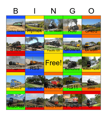 The Texas State Railroad and other Freight Engines that I would like to drive while Laurie passed away one day Bingo Card