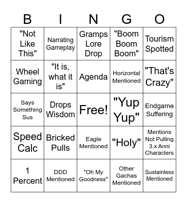 Xer0slash Bingo Week 3 Bingo Card