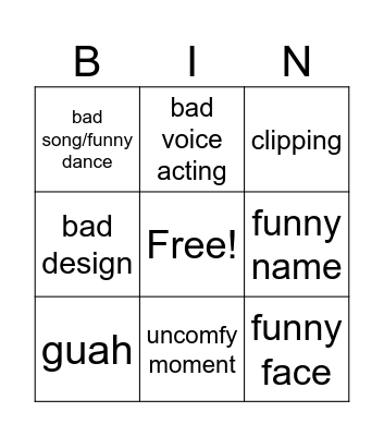 Stupid Kid's Shows Bingo Card
