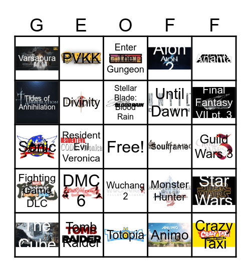GamesCon Bingo Card